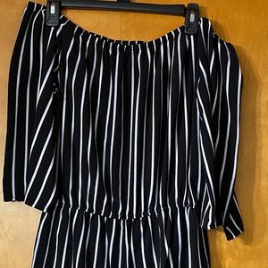 Black and white off the shoulder romper